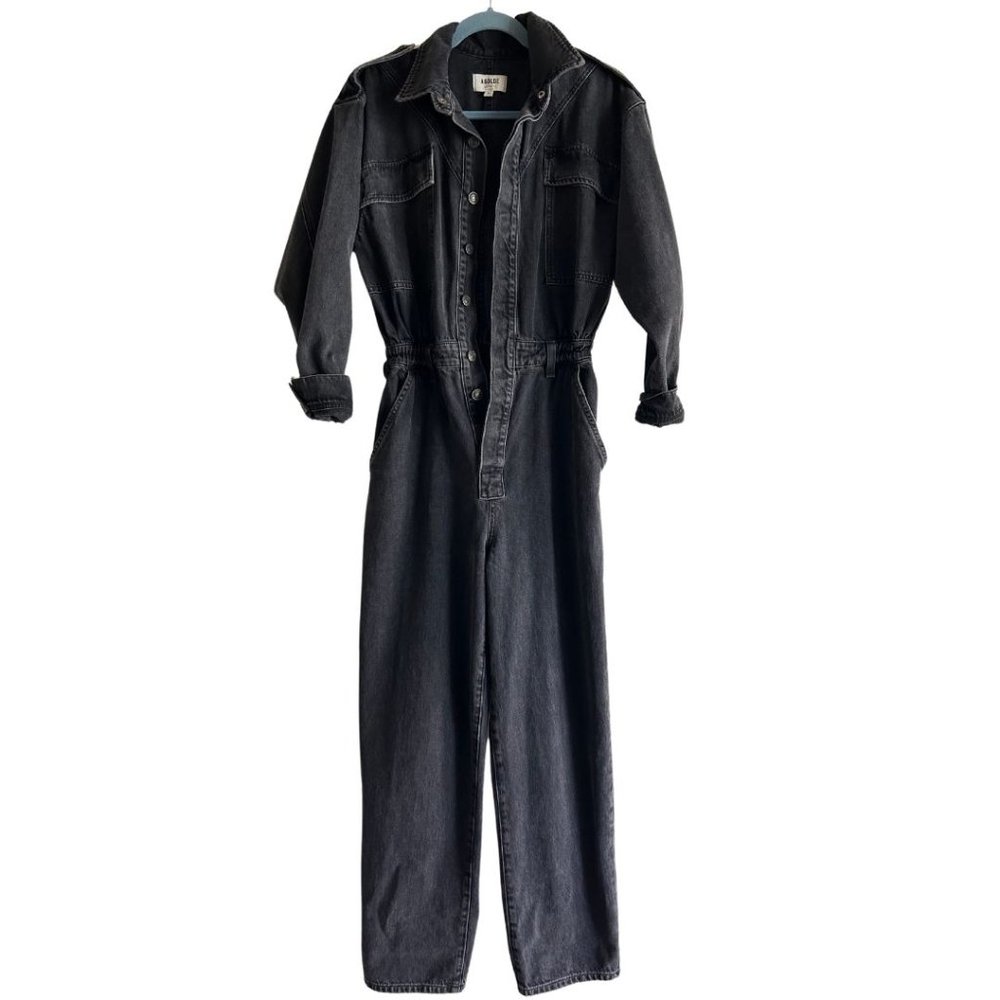 Agolde Vianka Denim Utility Button Up Jumpsuit Long Sleeve Size 6 Photogram - Picture 2 of 8